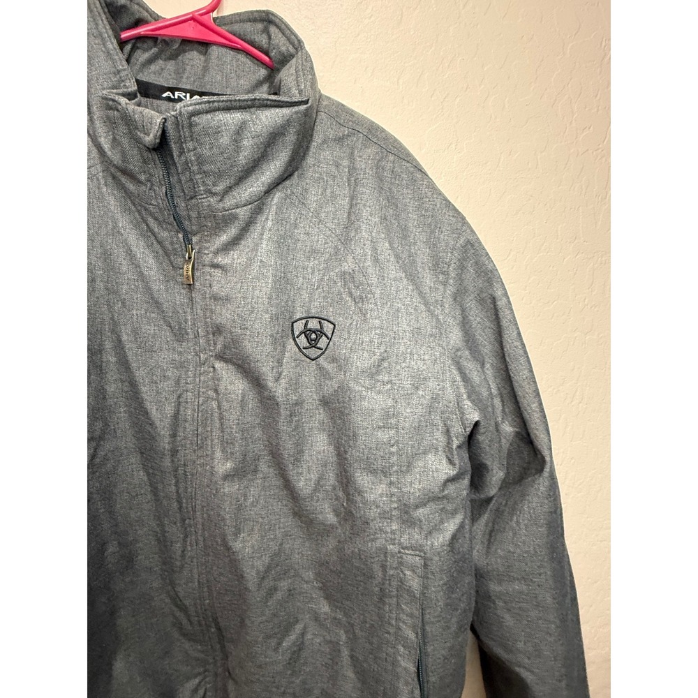 Ariat Mens Team Logo Jacket Heather Grey Full Zip XL Western Equestrian Coat - Picture 4 of 5